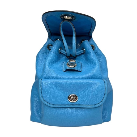 Coach Azure Blue Backpack Rusack - Pebble Leather #37581 - Picture 3 of 16